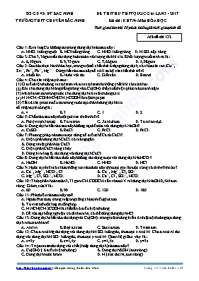 Đề thi thử THPT Quốc gia lần 3 môn Hóa học năm 2017 - Mã đề 132 - Trường THPT chuyên Bắc Ninh